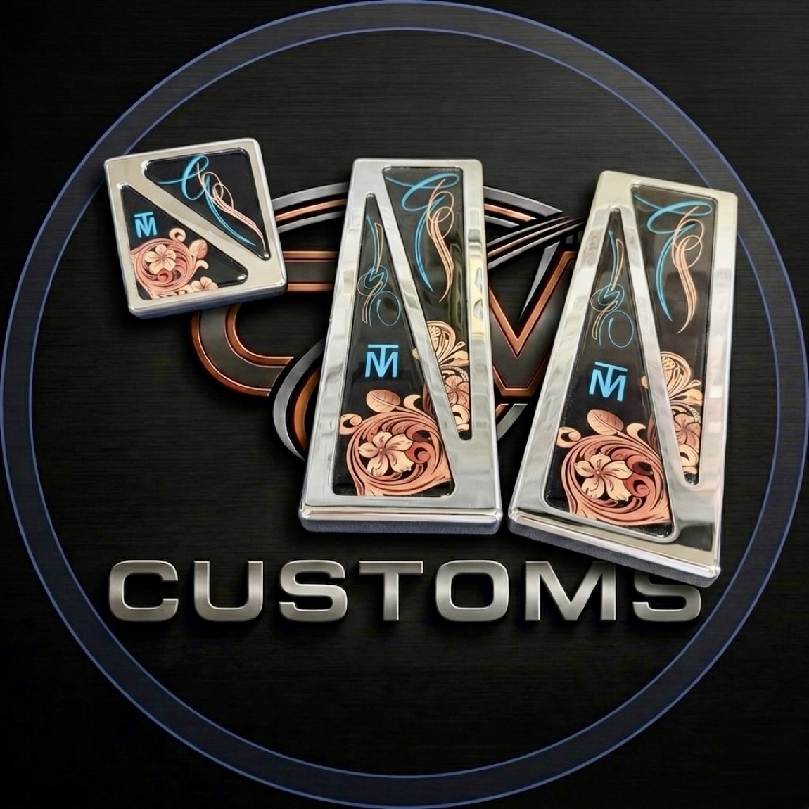 CLV Customs billet pedal and name-tag set