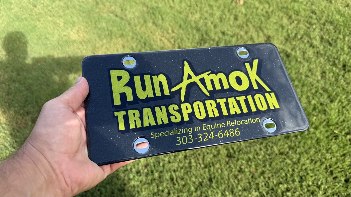 Run Amok Transportation custom plate