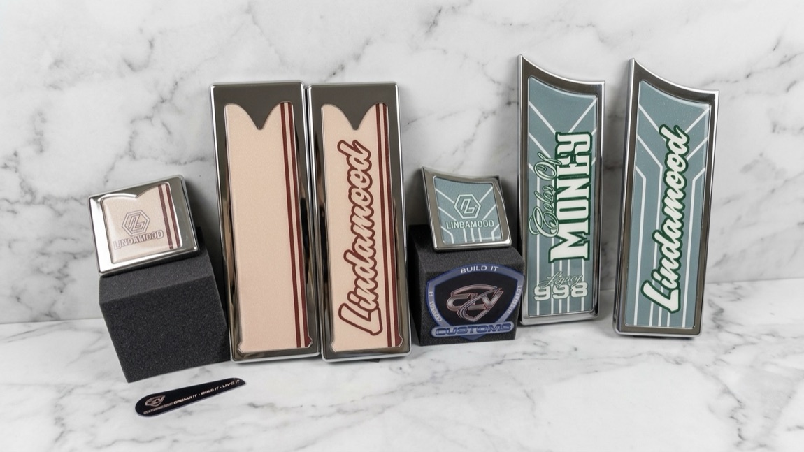 Lindamood matched pedal and name-tag set
