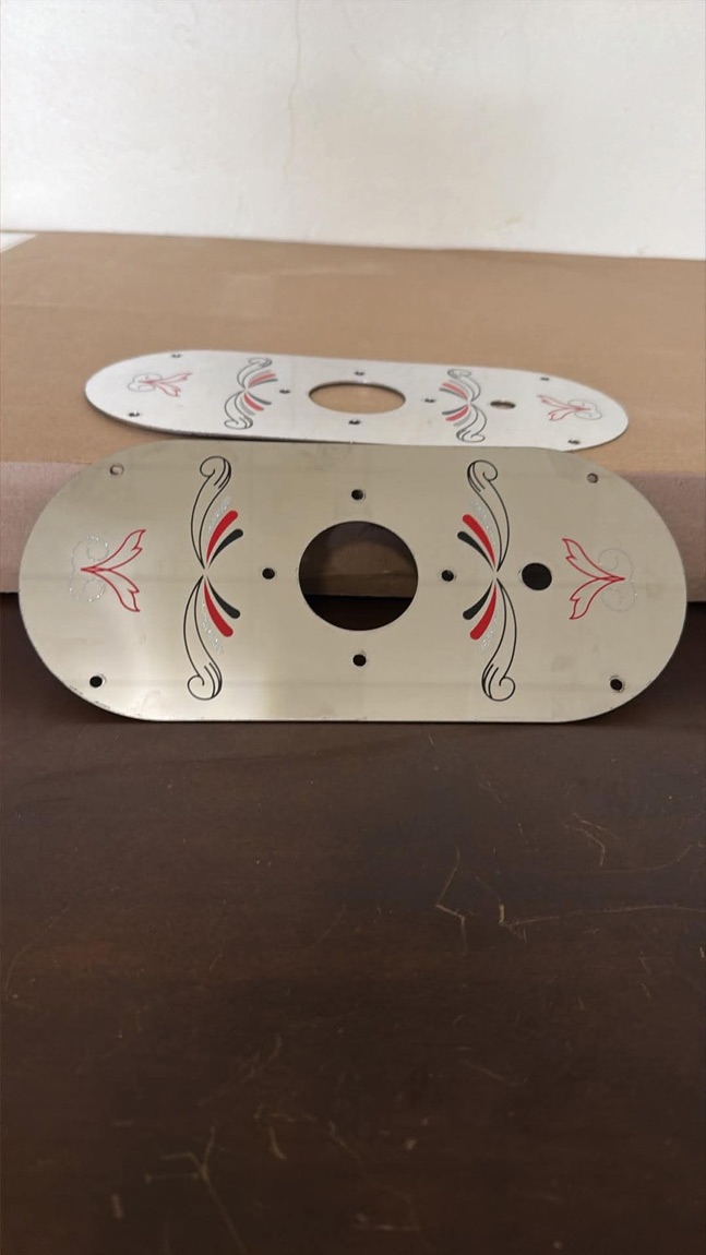 Custom billet threshold with pinstripe artwork